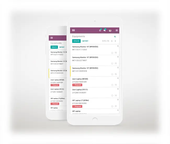 image of mobile screen using odoo